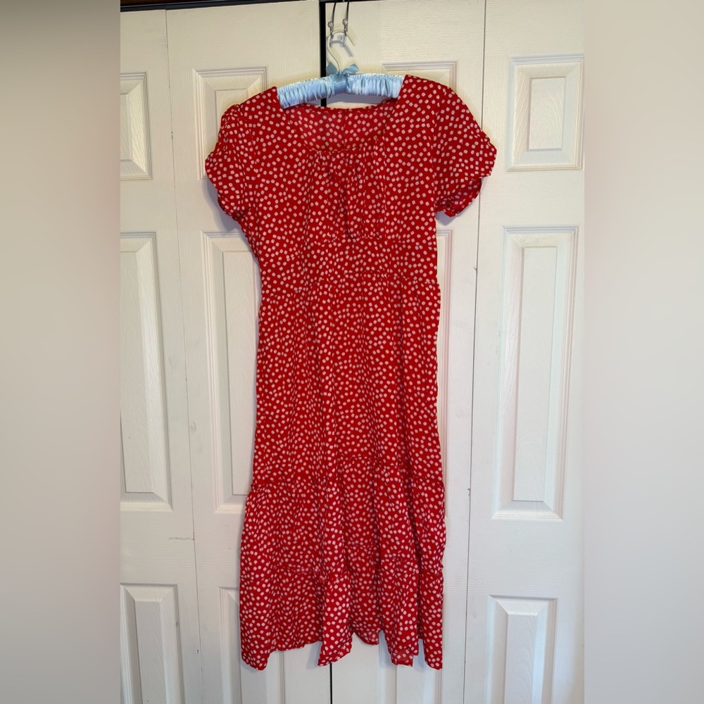 Source Unknown Red Polka Dot Midi‎ Dress